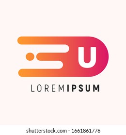 Dots Letter U Logo. Letter Design Vector with Dots. Letter logo template. Gradient color vector. Minimal Line Letter Initial Logo Design Template. Vector Logo Illustration