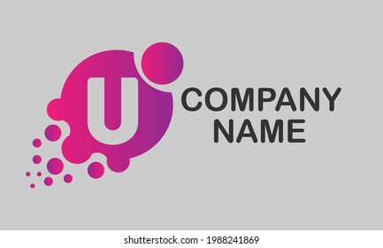 Dots Letter U Logo. U Letter Design Vektor mit Punkten.