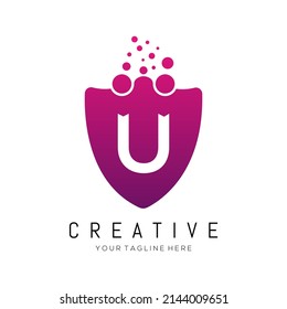 Dots Letter U Logo. U Letter logo Design Vector with Dots.