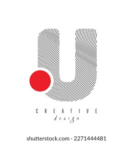 Logotipo de la letra Dots U. Vector de diseño de letras U con puntos