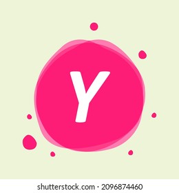 Dots Letter y in abstract fluid pink background vector design.