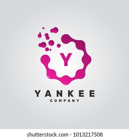 Dots Letter Y Logo. Y Letter Design Vector with Dots.