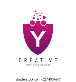Dots Letter Y Logo. Y Letter logo Design Vector with Dots.