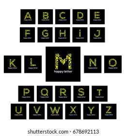 Dots Letters of the alphabet  Logo sert.  Letters Design Vector with Yellow gradient bubbles