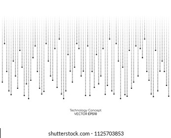 Dots Line Drop Pattern Isolated On White Background With Space For Text. Vector Illustration In Concept Of Technology, Digital, Ai, Science.