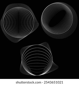 Pontos e linhas em forma de círculo. Forma arredondada pontilhada Ilustração vetorial. Muitos meios-tons formam um anel. Elemento de design. Vários pontos e linhas de meio-tom formam um quadro redondo. Ponto geométrico abstrato 