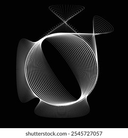 Pontos e linhas em forma de círculo. Forma arredondada pontilhada Ilustração vetorial. Muitos meios-tons formam um anel. Elemento de design. Vários pontos e linhas de meio-tom formam um quadro redondo. Ponto geométrico abstrato 