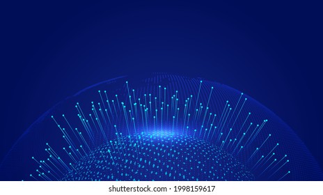 The dots and lines connect the rays rising from the earth's surface, implying the concept of global interconnection and internationalization.