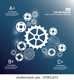 Dots and lines connected together joint gear