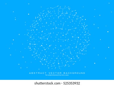 Dots and lines consisting of rings, abstract Vector background