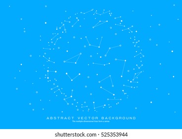 Dots and lines consisting of rings, abstract Vector background