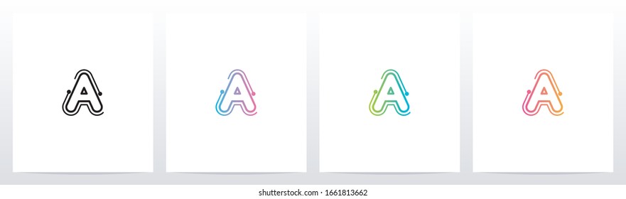 Punkte mit Linien auf der Außenseite des Buchstabenlogos A