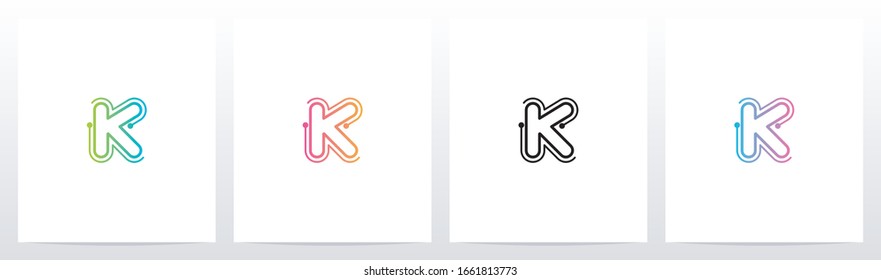 Dots With Lines On The Outside Of Letter Logo K