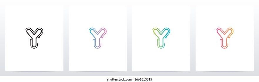 Dots With Lines On The Outside Of Letter Logo Y