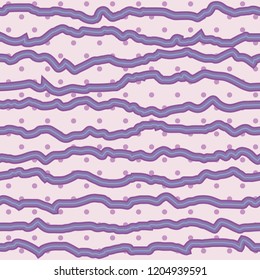 Dots and lines - organic abstract seamless vector pattern in ultraviolet colors