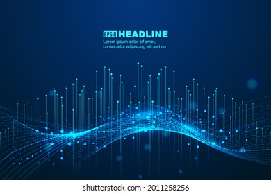 Dots And Lines Penetrate Upward Through Particle Trajectory Network Technology And Speed Sense Background