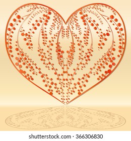 Dots and lines in the shape of a heart. Postcard Valentine's Day.