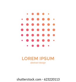  Dots Logo Design Template. Abstract circular halftone shape. Vector illustration. 