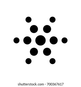 Dots logo. Points star logo template. Dotted circles symbol. Sun or star abstract sign