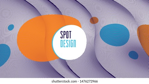 Dots mesh grid particles flow abstract vector background, modern trendy style dotted rhythmic abstraction, science and technology theme illustration.