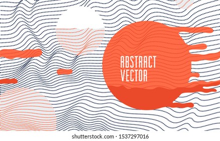 Dots mesh grid particles flow abstract vector background, modern trendy style dotted rhythmic abstraction, science and technology theme illustration.