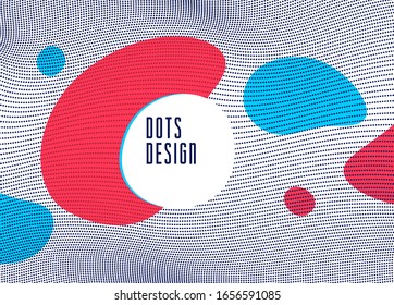 Dots mesh grid particles flow abstract vector background, modern trendy style dotted rhythmic abstraction, science and technology theme illustration.