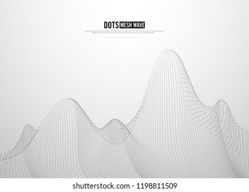 Dots mesh wave digital background. Vector Illustration