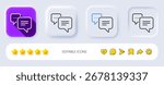 Dots message line icon. Neumorphic, Flat shadow, 3d buttons. Chat comment sign. Speech bubble symbol. Line dots message icon. Social media icons. Vector