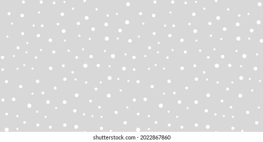 Puntos en el fondo gris sin soldadura. Ilustración vectorial de fondo de nieve. Para envolver papel, diseño, postal, tela, ropa de bebé, cuarto de bebé. Concepto de Navidad y Año Nuevo.
