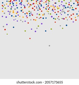 Dots on isolated backdrop. Random falling sequins with metallic shimmer. Vector illustration.