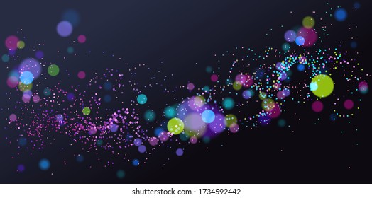 Dots particles flowing array vector abstract background, biology science theme design, dynamic elements in motion.