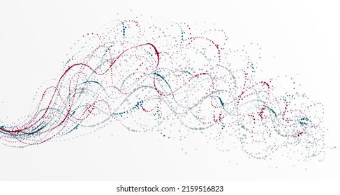 Dots Particles Flowing Array Vector Abstract Background, Biology Science Theme Design, Dynamic Elements In Motion.