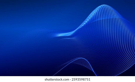 Dots particles radial wave, science tech abstract blue background