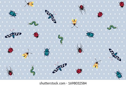 Dots pattern with different insects