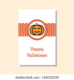 Dots Pattern Halloween Invitation Card with Pumpkin in Circle