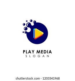 dots play media logo design template. play icon symbol design