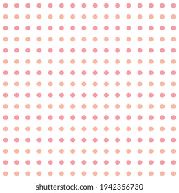 Dots, polka dots of pink shades on a white background. Seamless vector illustration for wrap, surface, packaging.