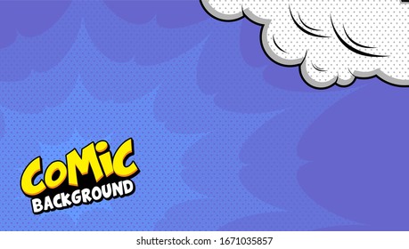 dots pop art cloud bubble. Funny speech bubble. Trendy Colorful retro vintage background in pop art retro comic style. Illustration easy editable 