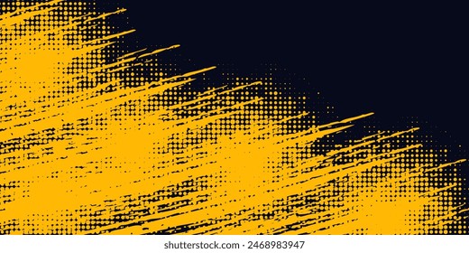 Dots pop art comics sport style vector illustration. Dots halftone yellow and black color pattern gradient grunge texture background.