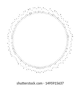 Dots radial burst lines. Irregular lines, half-tone beams, rays. Radiating, converging trail lines. Circular array of dotted lines