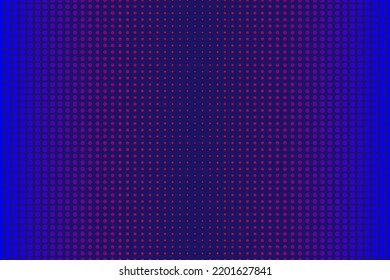 Dots seamless gradient background. Abstract blue-red gradient seamless design. Blue-red polka dot pop art background in retro comics style with grayscale gradient