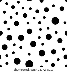 Dots seamless pattern, circles background texture. Black and white.