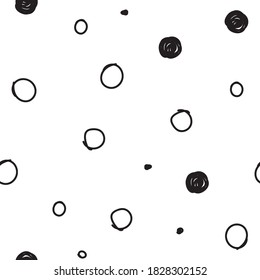 Dots seamless pattern. Hand drawn circles background texture.