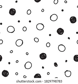 Dots seamless pattern. Hand drawn circles background texture.
