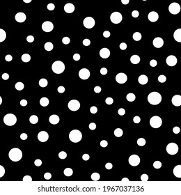 Dots seamless pattern. Random small circles texture background. Monochrome. Polka dots.