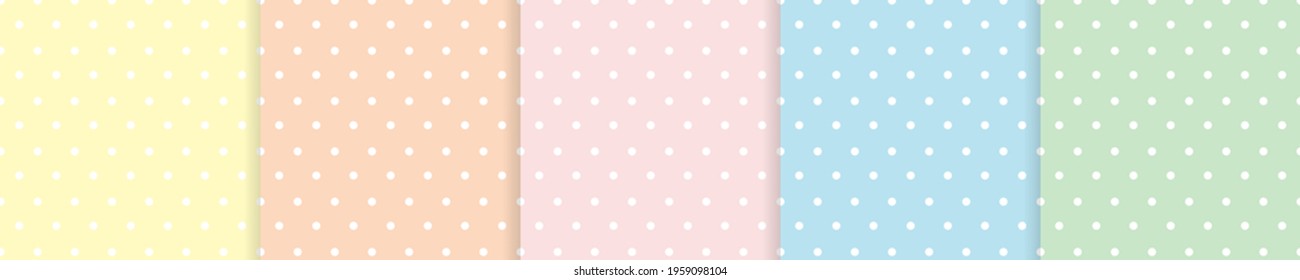 Dots seamless patterns collection. Vector illustration. Polka dot background design set.