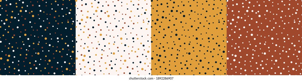 Dots Seamless Patterns Vector Set. Abstract Geometric Multicolor Backgrounds with Small Circles. Polka Dots Wallpaper