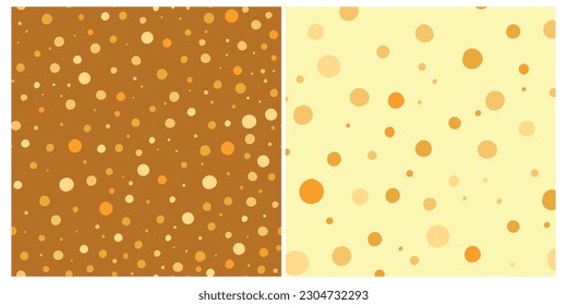 Dots Seamless Patterns Vector Set. Abstract Geometric Multicolor Backgrounds with Small Circles. Polka Dots Wallpaper. Brown and Yellow background.