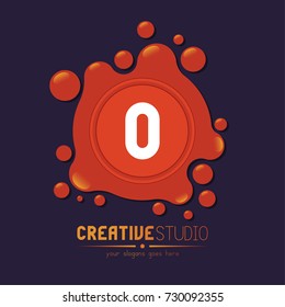 Dots Shiny Bubble Orange Letter O Logo Icon