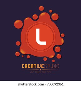 Dots Shiny Bubble Orange Letter L Logo Icon